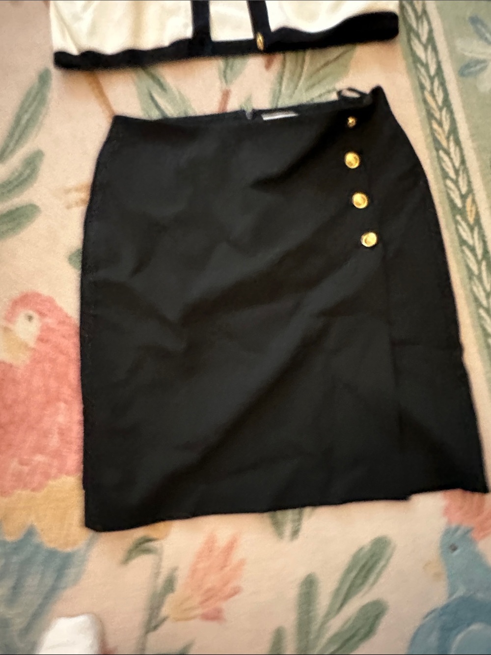 Babaton Black Pencil Skirt with Gold Buttons